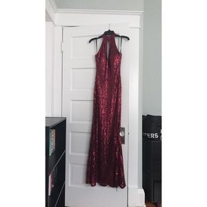 Red / Maroon sequenced ballroom / prom dress.